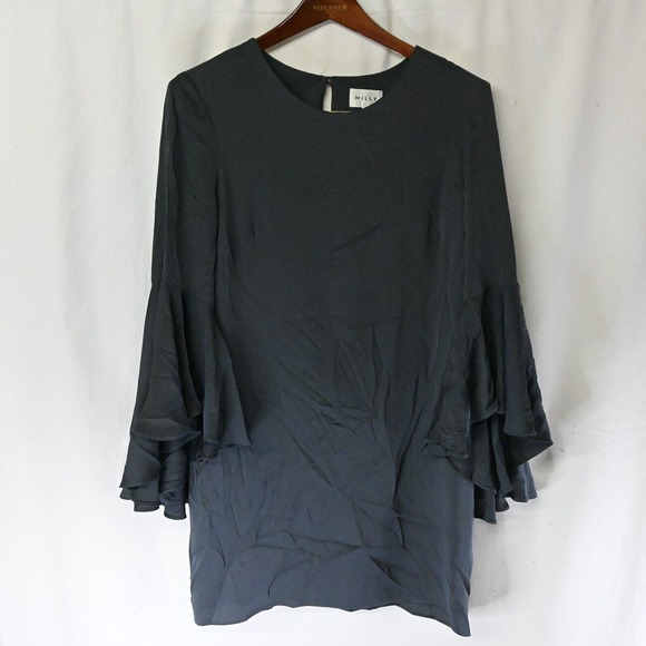 Milly Women's Gray‎ Flared Sleeved Mid-Length Dress Blouse Top Size 10 - Picture 1 of 3